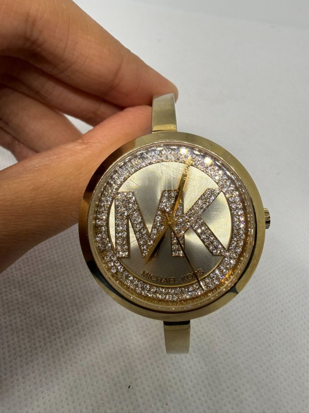 Michael Kors Blakley MK3630 Women's 34mm Gold-Tone Pavé Crystal Bangle Watch